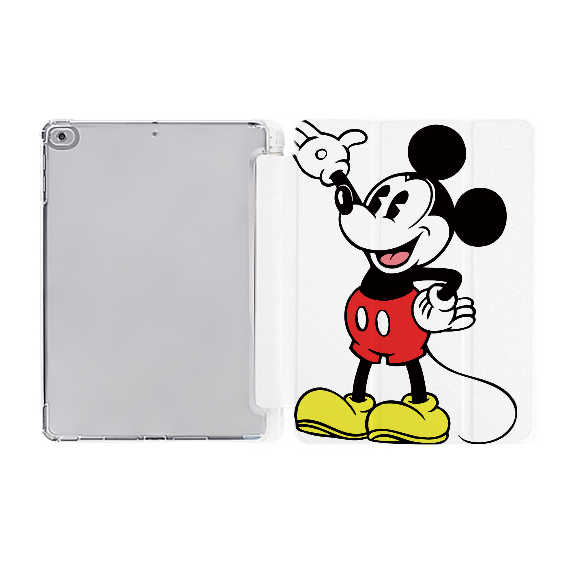（画像用） ミッキーマウス Mickey Mouse IPad ケース ペン収納付き 三つ折りスタンド PUレザー×シリコン 対応機種9.5/10.5/10.9インチ